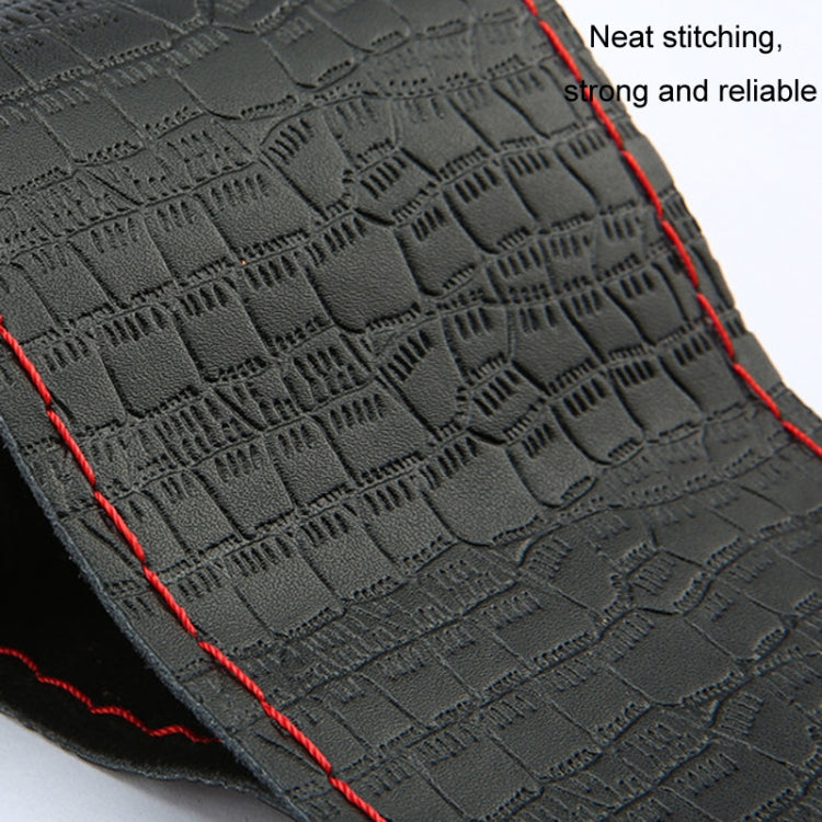 38cm Four-season Embossed Cowhide Hand-sewn Steering Wheel Cover(Black+Black Line) - Steering Wheel Accessories by PMC TechLife | Online Shopping South Africa | PMC TechLife | Buy Now Pay Later Mobicred