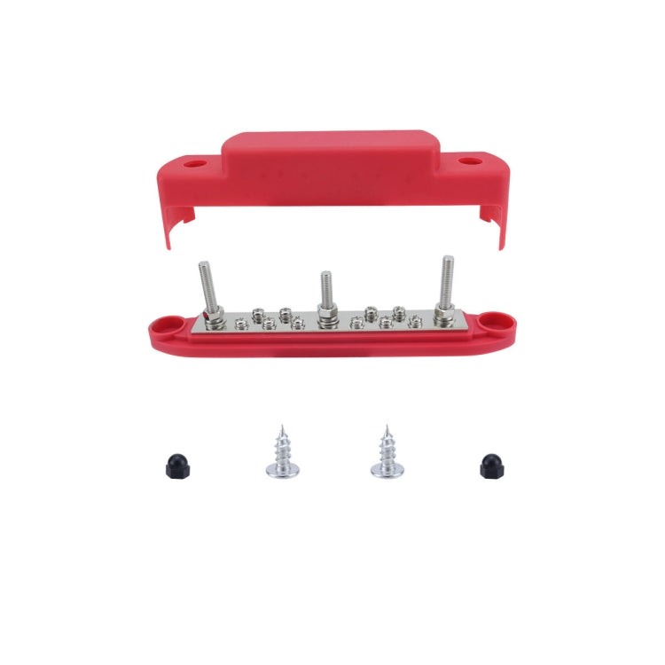 M6 3-post 10-way RV Yacht Short-circuit Proof Base DC Busbar, Color: Red - Fuse by PMC Jewellery | Online Shopping South Africa | PMC Jewellery | Buy Now Pay Later Mobicred