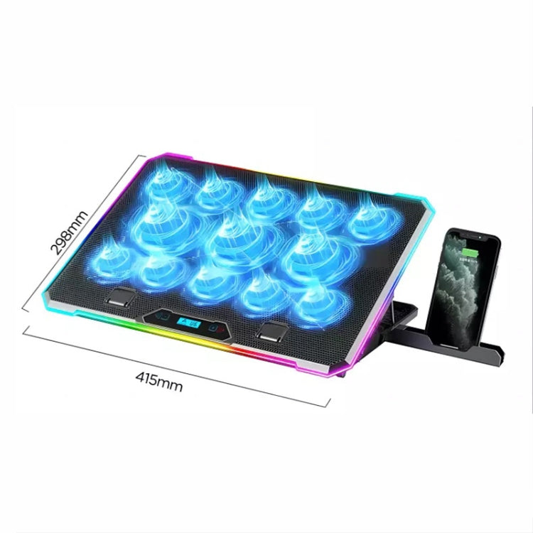 ICE COOREL K15C Smart Adjustable Laptop Radiator Base With RGB Lighting Effect, Color: 15 Fans - Cooling Pads by ICE COOREL | Online Shopping South Africa | PMC Jewellery | Buy Now Pay Later Mobicred