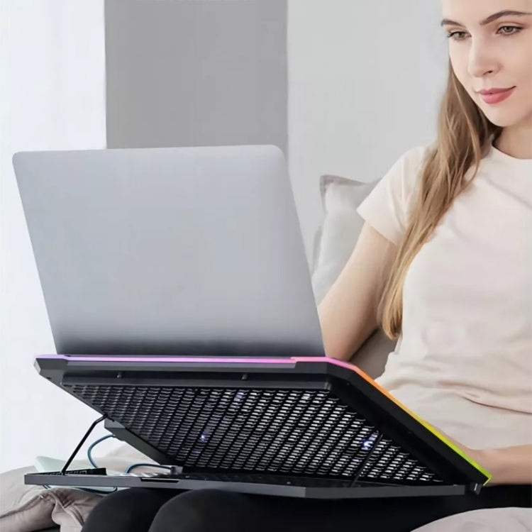 ICE COOREL K15C Smart Adjustable Laptop Radiator Base With RGB Lighting Effect, Color: 15 Fans - Cooling Pads by ICE COOREL | Online Shopping South Africa | PMC Jewellery | Buy Now Pay Later Mobicred