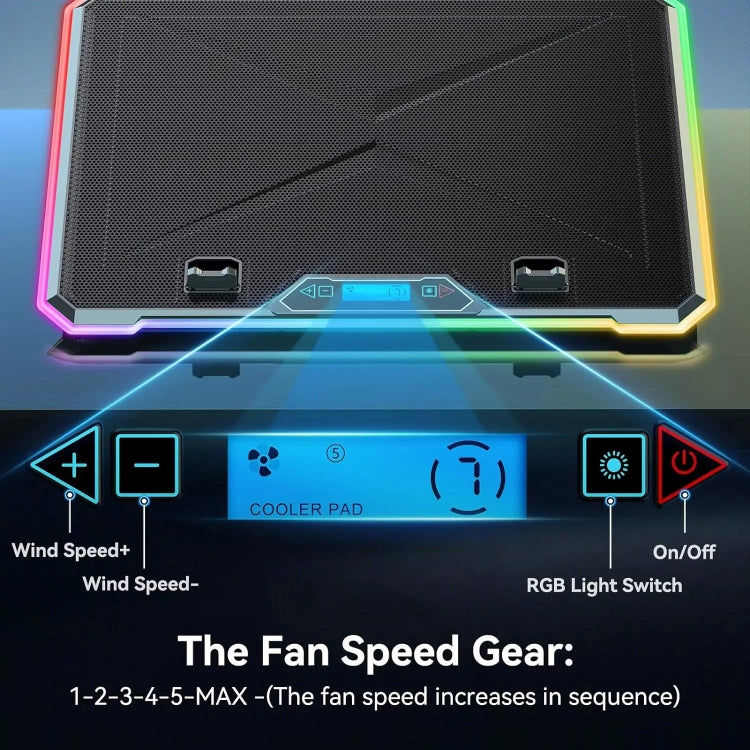 ICE COOREL K15C Smart Adjustable Laptop Radiator Base With RGB Lighting Effect, Color: 15 Fans - Cooling Pads by ICE COOREL | Online Shopping South Africa | PMC Jewellery | Buy Now Pay Later Mobicred