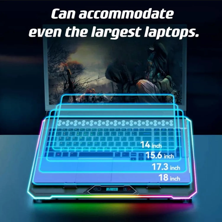 ICE COOREL K15C Smart Adjustable Laptop Radiator Base With RGB Lighting Effect, Color: 15 Fans - Cooling Pads by ICE COOREL | Online Shopping South Africa | PMC Jewellery | Buy Now Pay Later Mobicred
