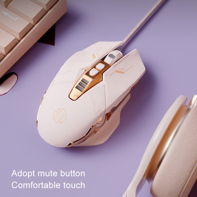 Inphic W8 Upgraded Wired Gaming Mice Macro Definition Light Emitting Mute Computer Mouse(Milk Tea Color) - free shipping - PMC Jewellery - Order now!