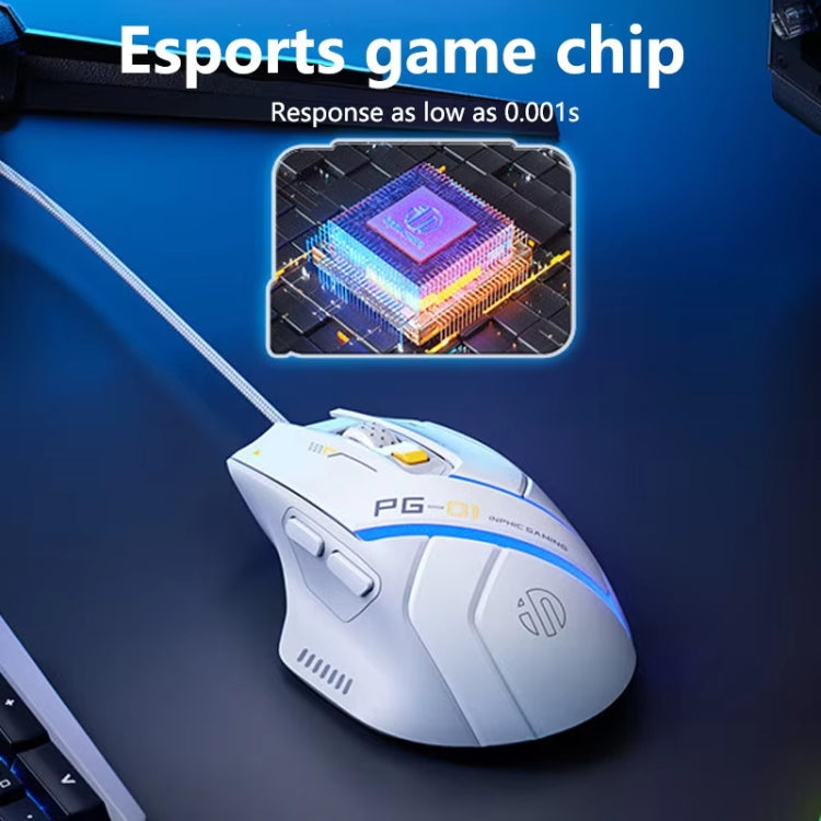 Inphic PG1 RGB Light Emitting Computer Gaming Wired Mouse(White) - free shipping - PMC Jewellery - Order now!