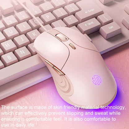 Inphic B8 Mute Light Emitting Wired Mice Home Office Gaming Computer Mouse(Milk Tea Color) - Wired Mice by Inphic | Online Shopping South Africa | PMC Jewellery | Buy Now Pay Later Mobicred