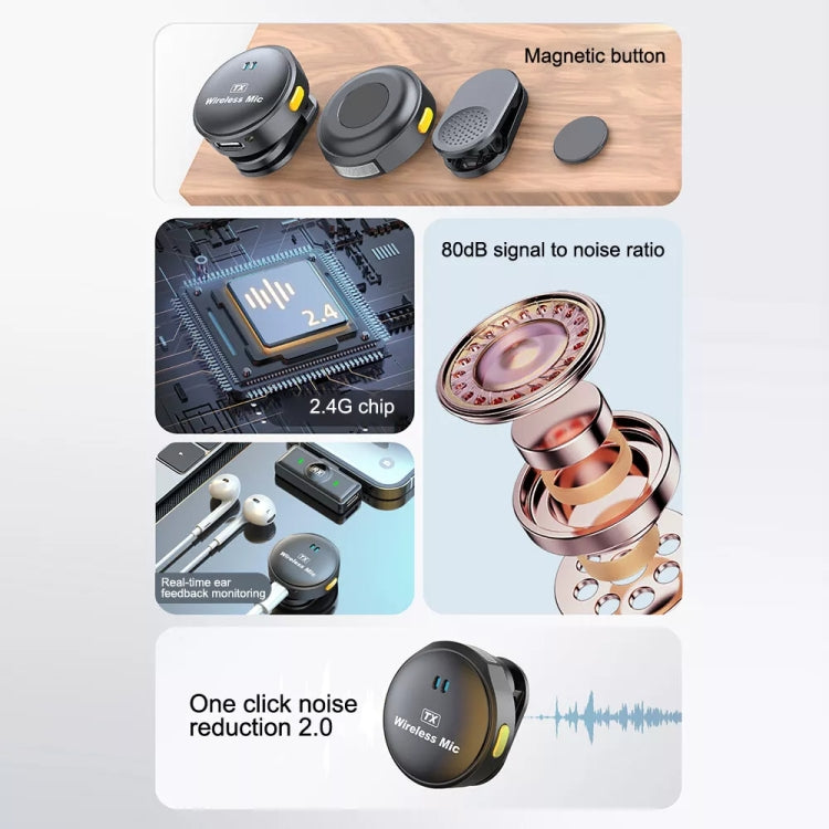 USB-C / Type-C Wireless Lavalier Button Microphone With Magnetic Suction & Back Clip Design - free shipping - PMC Jewellery - Order now!