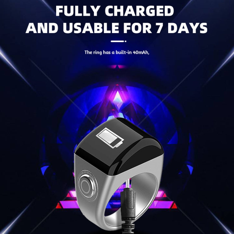 Equantu Smart Bluetooth Finger Counter Muslim Prayer Time Reminder Ring, Style: Black 22mm - free shipping - PMC TechLife - Order now!