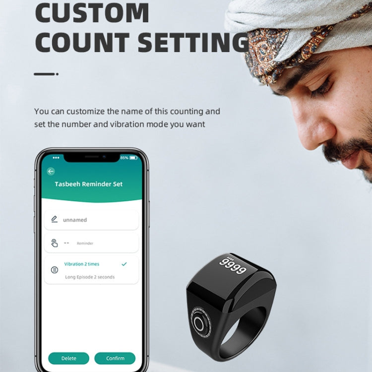 Equantu Smart Bluetooth Finger Counter Muslim Prayer Time Reminder Ring, Style: Gold 20mm - free shipping - PMC TechLife - Order now!