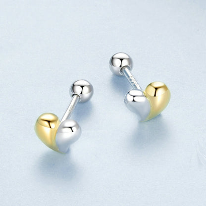 S925 Sterling Silver Heart Earrings Platinum-plated Earrings(BSE1089) - Stud Earrings & Earrings by PMC Jewellery | Online Shopping South Africa | PMC Jewellery | Buy Now Pay Later Mobicred