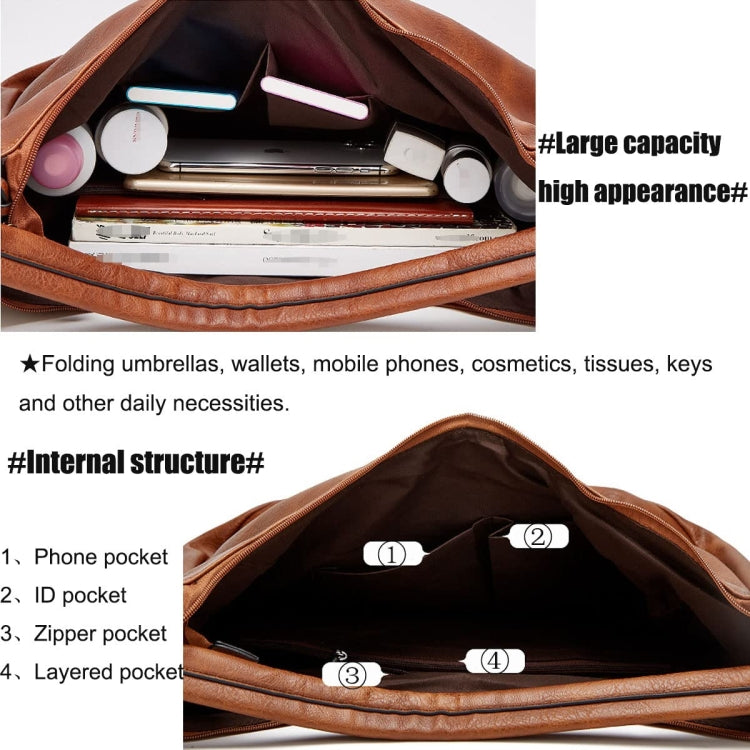 Women Large Capacity Tote Bag PU Leather Shoulder Bag 2 In 1 Light Gray - Handbags by PMC TechLife | Online Shopping South Africa | PMC TechLife | Buy Now Pay Later Mobicred