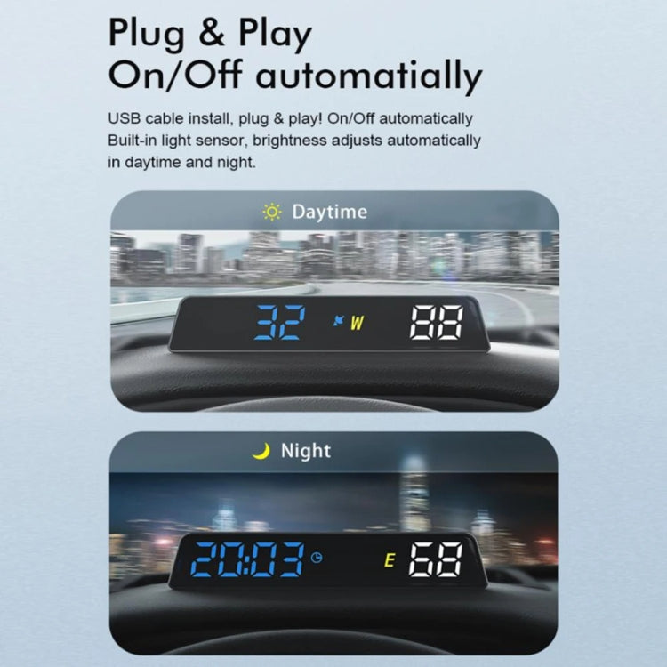 Head-up Display USB Powered High-definition Vehicle Code Altitude Meter(Blue White) - Head Up Display System by PMC Jewellery | Online Shopping South Africa | PMC Jewellery | Buy Now Pay Later Mobicred