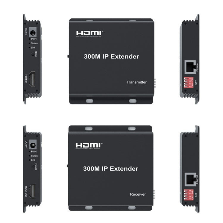 300m IP HDMI Extender HD Video Transmission, Transmitter + Receiver UK Plug(Black) - Amplifier by PMC Jewellery | Online Shopping South Africa | PMC Jewellery | Buy Now Pay Later Mobicred