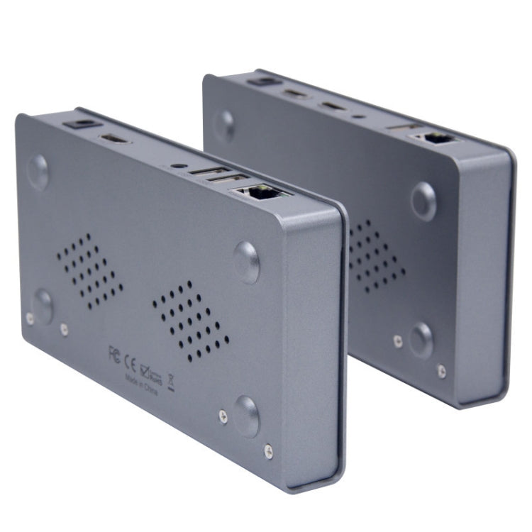 KVM 120m 4K HD Extender Computer Mouse Keyboard HDMI Single Ethernet Cable Transmitter + Receiver UK Plug(Gray) - Amplifier by PMC Jewellery | Online Shopping South Africa | PMC Jewellery | Buy Now Pay Later Mobicred