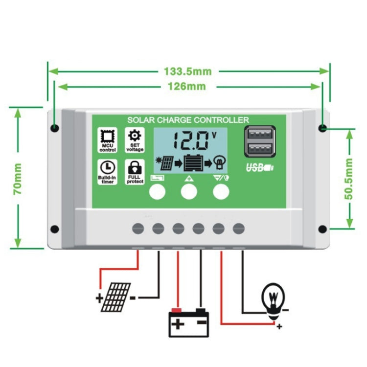 10A 12V PWM Solar Cell Panel Charger Controller Lithium-ion Lead-acid Battery Solar Controller - Voltage Stabilizer by PMC TechLife | Online Shopping South Africa | PMC TechLife | Buy Now Pay Later Mobicred