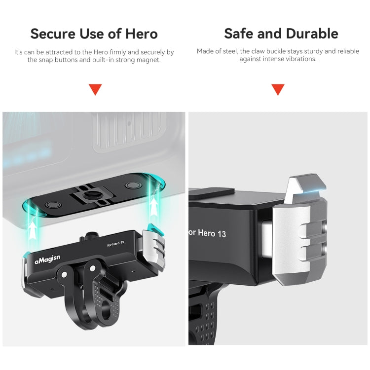 For GoPro HERO13 Black aMagisn Metal Magnetic Quick Release Base Dual Interface Adapter - free shipping - PMC TechLife - Order now!