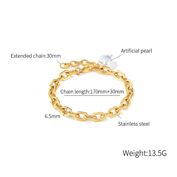 OPK 1323 Stainless Steel Personalized Simple Heart Pearl Bracelet, Color: Gold - Bracelets by OPK | Online Shopping South Africa | PMC Jewellery | Buy Now Pay Later Mobicred