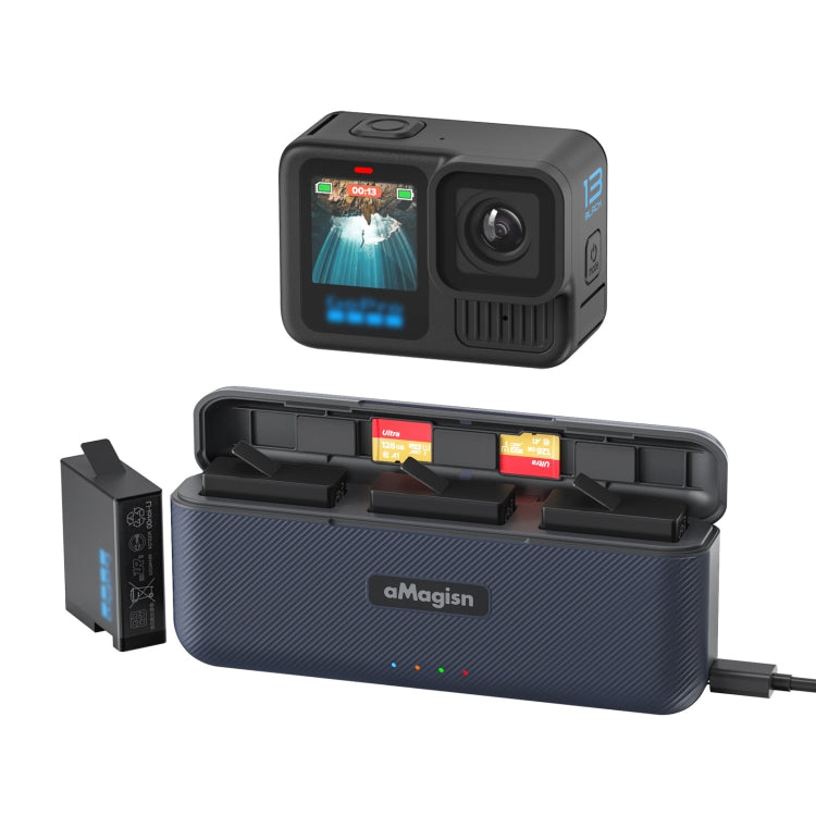 For GoPro HERO13 Black aMagisn Battery Charging Box Triple Slot Charging Case - free shipping - PMC TechLife - Order now!