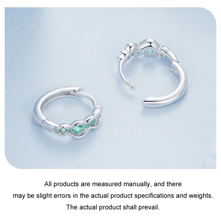 S925 Sterling Silver With Platinum-Plated Sweet Green Ocean Wave Earrings(BSE1034) - Stud Earrings & Earrings by PMC Jewellery | Online Shopping South Africa | PMC Jewellery | Buy Now Pay Later Mobicred