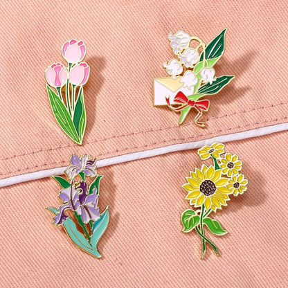 CZ0976-4 Cartoon Plant Flower Alloy Enamel Badge Garden Style Sunflower Clothing Bag Brooch Ornament - Brooches by PMC Jewellery | Online Shopping South Africa | PMC Jewellery | Buy Now Pay Later Mobicred