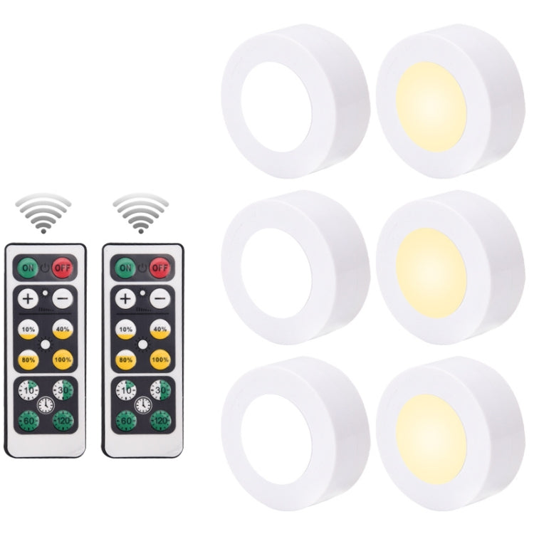 Remote Control Induction Night Light Bedroom Wardrobe LED Push-Button Light(2 Remote Controls + 3 White + 3 Warm) - Night Lights by PMc TechLife | Online Shopping South Africa | PMc TechLife | Buy Now Pay Later Mobicred