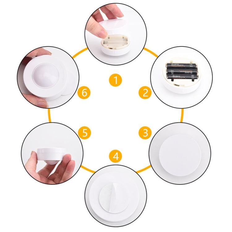 Remote Control Induction Night Light Bedroom Wardrobe LED Push-Button Light(2 Remote Controls + 3 White + 3 Warm) - Night Lights by PMc TechLife | Online Shopping South Africa | PMc TechLife | Buy Now Pay Later Mobicred