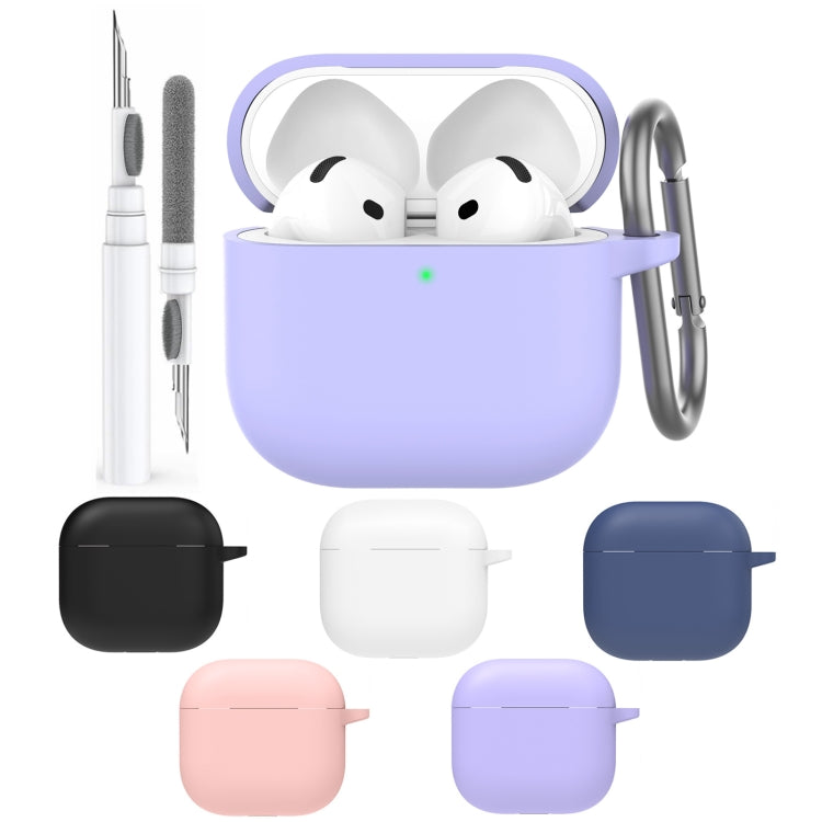 For Airpods 4 AhaStyle WG163 Earphone Drop-Proof Dust-Proof Silicone Protective Case With Cleanning Pen(Pink) - free shipping - PMC Jewellery - Order now!