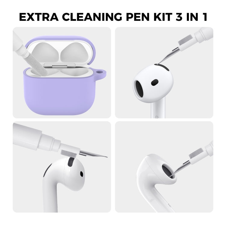 For Airpods 4 AhaStyle WG163 Earphone Drop-Proof Dust-Proof Silicone Protective Case With Cleanning Pen(Black) - free shipping - PMC Jewellery - Order now!