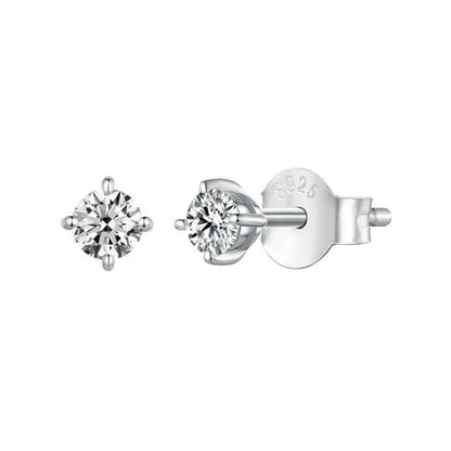 MSE038 S925 Sterling Silver Moissanite Earrings, Color: 0.1ct Silver - Stud Earrings & Earrings by PMC Jewellery | Online Shopping South Africa | PMC Jewellery | Buy Now Pay Later Mobicred