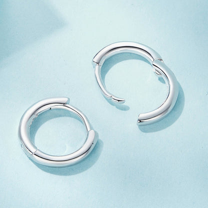 SCE1772 S925 Sterling Silver Platinum-plated Hoop Earrings, Size: M - Stud Earrings & Earrings by PMC Jewellery | Online Shopping South Africa | PMC Jewellery | Buy Now Pay Later Mobicred