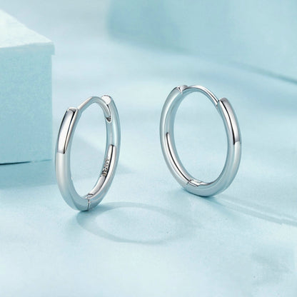 SCE1772 S925 Sterling Silver Platinum-plated Hoop Earrings, Size: L - Stud Earrings & Earrings by PMC Jewellery | Online Shopping South Africa | PMC Jewellery | Buy Now Pay Later Mobicred