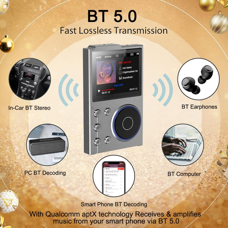 2.4 Inch HIFI Bluetooth Music Player DSD256 Mastering Sound Quality Walkman, Memory: 16GB+32GB(Black) - MP3 Player by PMC TechLife | Online Shopping South Africa | PMC TechLife | Buy Now Pay Later Mobicred
