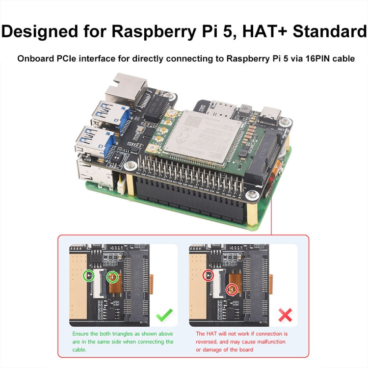 Waveshare For Raspberry Pi 5 PCIe to MiniPCIe / Gigabit Ethernet / USB 3.2 Gen1 HAT, Spec: EG25-G - free shipping - PMC Jewellery - Order now!