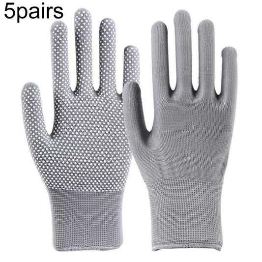 5pairs Outdoor Breathable Non-slip Particle Silicone Hiking Riding Nylon Gloves Thin Mittens(Grey) - Safety Gloves by PMC Jewellery | Online Shopping South Africa | PMC Jewellery | Buy Now Pay Later Mobicred