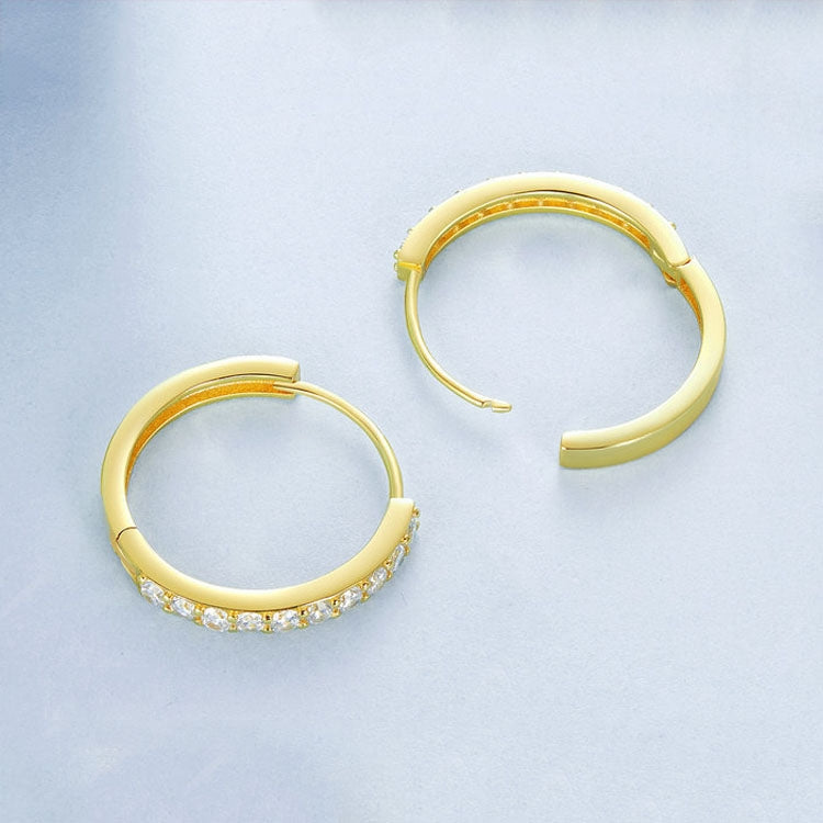 S925 Sterling Silver Gold-plated Silver Hoop Earrings Ear Ornaments, Color: Gold L - Stud Earrings & Earrings by PMC Jewellery | Online Shopping South Africa | PMC Jewellery | Buy Now Pay Later Mobicred