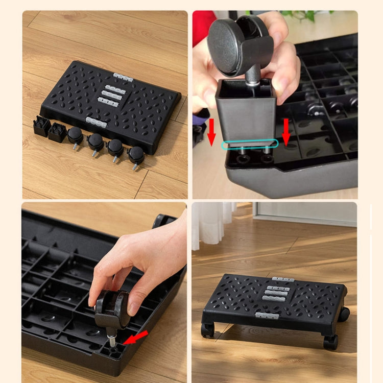 Massage Footrest Foot Rest for Under Desk with 360 Degree Swivel Casters(Black) - free shipping - PMC TechLife - Order now!