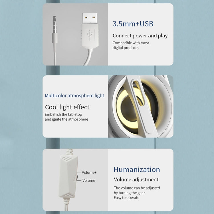 K1 Mini Desktop Computer Wired Speakers USB Subwoofer Speaker, Color: Light Edition Black -  by PMC TechLife | Online Shopping South Africa | PMC TechLife | Buy Now Pay Later Mobicred