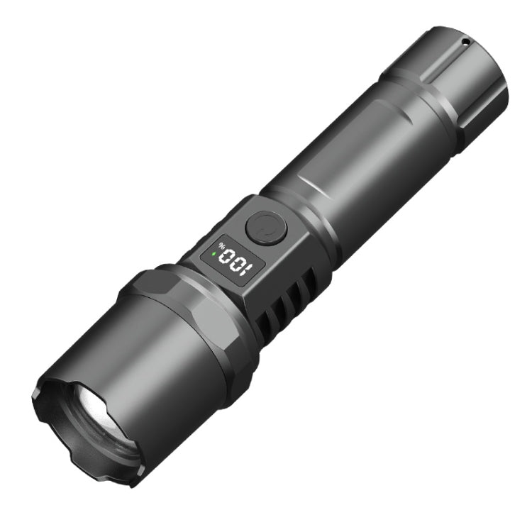 White Laser Wick LCD Digital Display Strong Light Rechargeable Portable LED Flashlight - LED Flashlight by PMC Jewellery | Online Shopping South Africa | PMC Jewellery | Buy Now Pay Later Mobicred