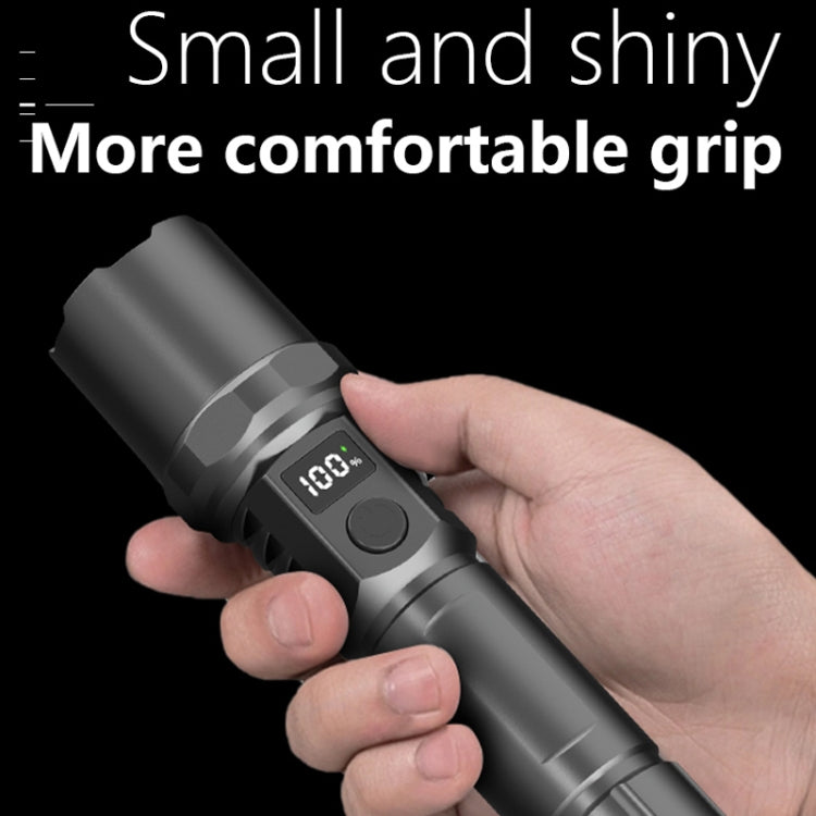 White Laser Wick LCD Digital Display Strong Light Rechargeable Portable LED Flashlight - LED Flashlight by PMC Jewellery | Online Shopping South Africa | PMC Jewellery | Buy Now Pay Later Mobicred