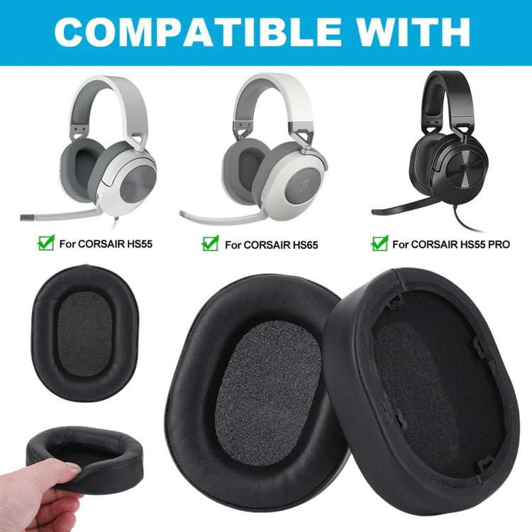 1pair Headphone Leather Sponge Cover For CORSAIR HS55 / HS55 PRO / HS65(Gray) - Earmuff & Pad by PMC Jewellery | Online Shopping South Africa | PMC Jewellery | Buy Now Pay Later Mobicred