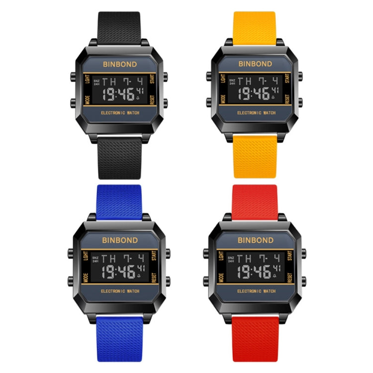 BINBOND D081 30m Waterproof Multifunctional Student Sports Electronic Watch(Yellow) - Silicone Strap Watches by BINBOND | Online Shopping South Africa | PMC Jewellery | Buy Now Pay Later Mobicred