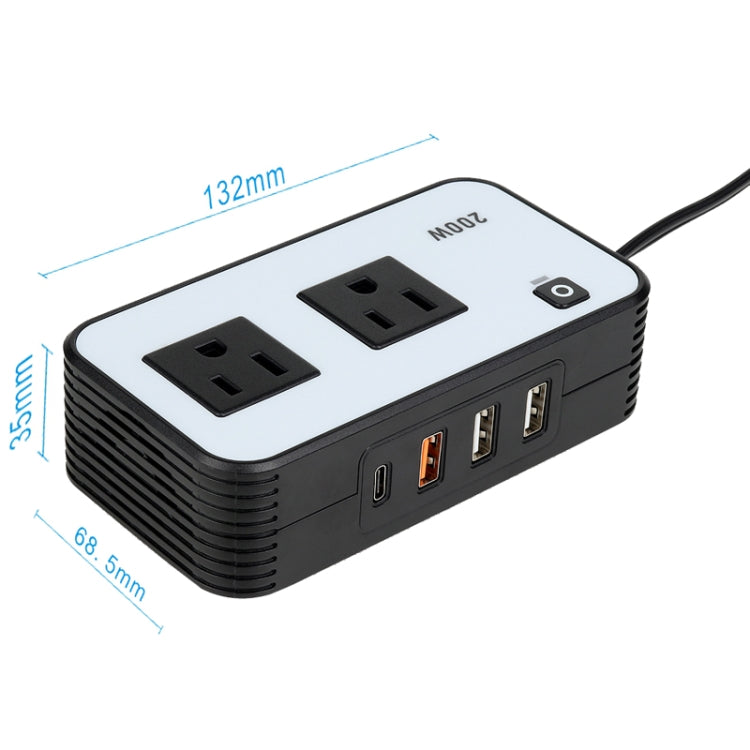 200W Car Inverter Vehicle Plug Power Converter US Plug - Others by PMC Jewellery | Online Shopping South Africa | PMC Jewellery | Buy Now Pay Later Mobicred