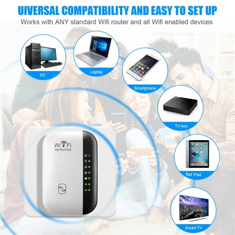 300Mbps Wireless WIFI Repeater 2.4G Route Signal Amplifier 7 Lights Version, Spec: UK Plug - Broadband Amplifiers by PMC TechLife | Online Shopping South Africa | PMC TechLife | Buy Now Pay Later Mobicred