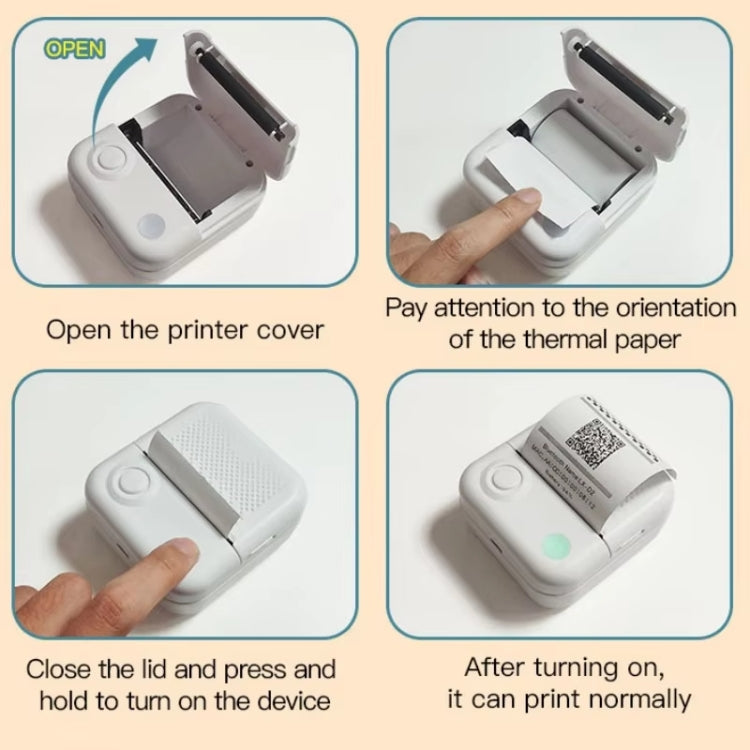 200DPI Mini Label Printer Thermal Inkless Black And White Printer With 1 Roll Printing Paper(Pink) - Printer by PMC TechLife | Online Shopping South Africa | PMC TechLife | Buy Now Pay Later Mobicred