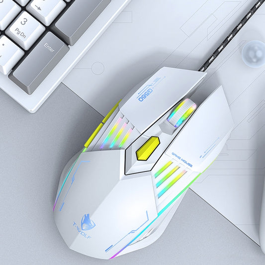 T-WOLF G560 6-keys Cool Breathing Light Gaming Wired Mouse Mechanical Office Silent Mouse(Gray) - Wired Mice by T-WOLF | Online Shopping South Africa | PMC Jewellery | Buy Now Pay Later Mobicred