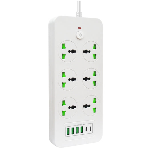 Thunderproof Overload Protection 4USB+2PD+6 Holes Socket, Color: White EU Plug - Extension Socket by PMC Jewellery | Online Shopping South Africa | PMC Jewellery | Buy Now Pay Later Mobicred