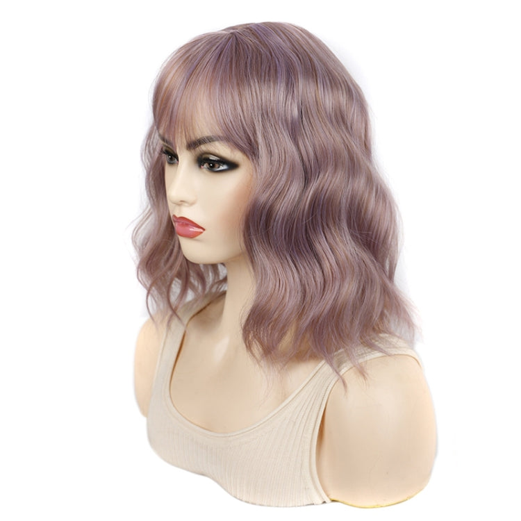 Water Wave Ripple Short Curly Hair With Bangs Fluffy Wig Headcovers, Color: Orange Red Brown - free shipping - PMC TechLife - Order now!