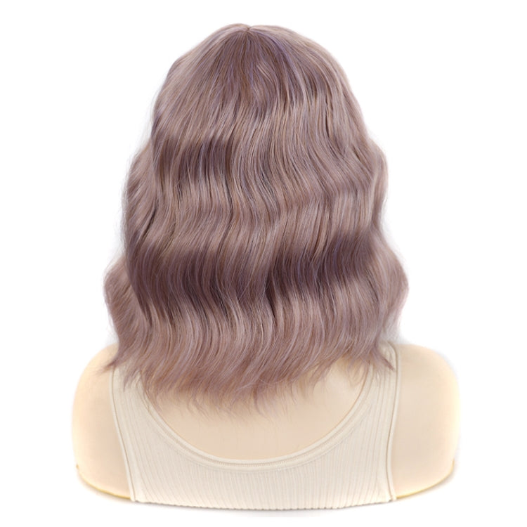 Water Wave Ripple Short Curly Hair With Bangs Fluffy Wig Headcovers, Color: Pink - free shipping - PMC TechLife - Order now!
