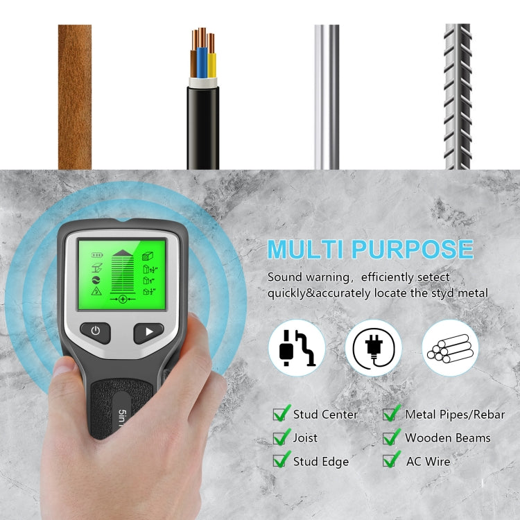 HLW330 5-in-1 Wall Stud Detector Edge Center Wood Current Metal AC Wires Detection(Orange) - Metal Detector by PMC TechLife | Online Shopping South Africa | PMC TechLife | Buy Now Pay Later Mobicred
