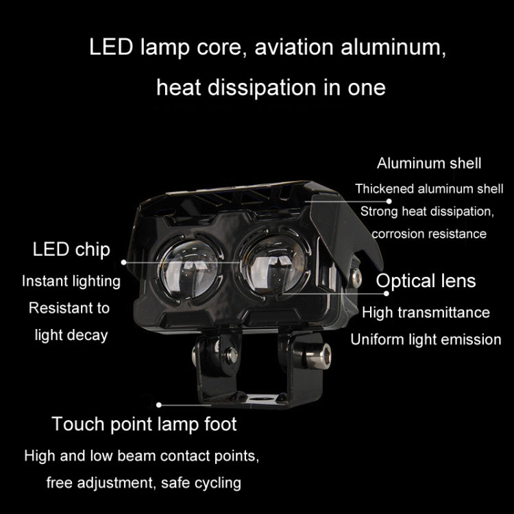 12W Motorcycle Spotlight High Bright Two Color Modified External Waterproof LED Lens Headlight(Flashing - 2 Wire) - Headlights by PMC TechLife | Online Shopping South Africa | PMC TechLife | Buy Now Pay Later Mobicred