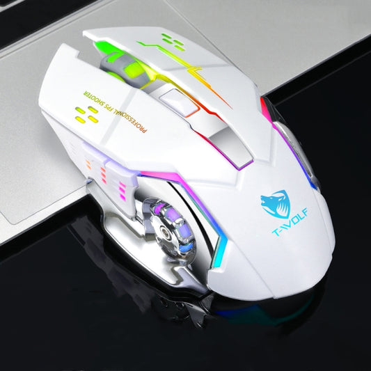 T-WOLF Q13 2.4GHz 6-keys RGB Colorful Light Gaming Wireless Mouse, Color: Dual Mode White - Wireless Mice by T-WOLF | Online Shopping South Africa | PMC Jewellery | Buy Now Pay Later Mobicred